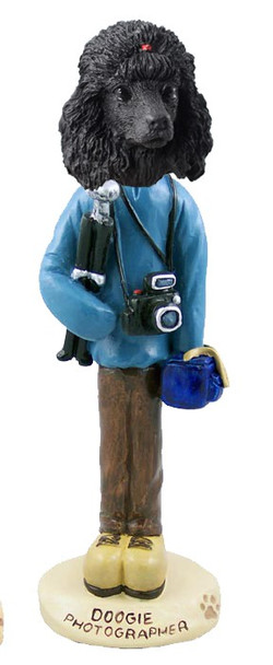 Black Poodle Photographer Doogie Collectible Dog Figurine