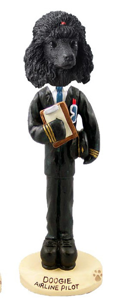 Black Poodle Airline Pilot Doogie Collectible Dog Figurine