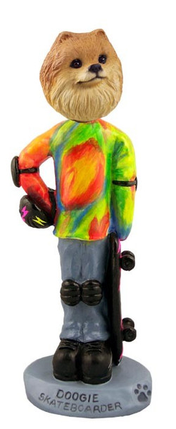 Red Pomeranian Skateboarder Doogie Collectible Dog Figurine