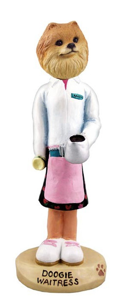 Red Pomeranian Waitress Doogie Collectible Dog Figurine