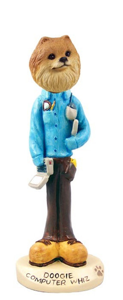 Red Pomeranian Computer Whiz Doogie Collectible Dog Figurine