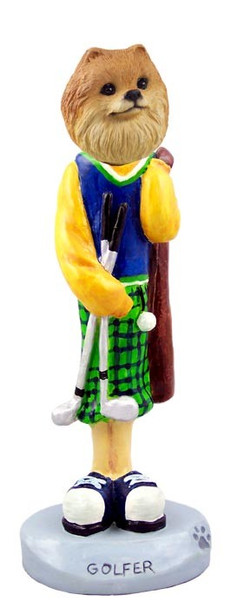 Red Pomeranian Golf Doogie Collectible Dog Figurine