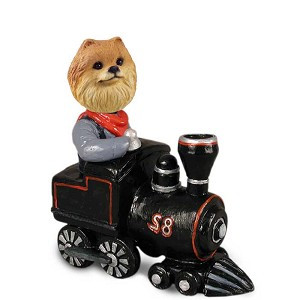 Red Pomeranian Train Doogie Collectible Dog Figurine