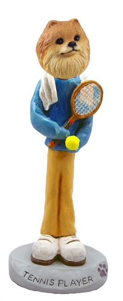 Red Pomeranian Tennis Player Doogie Collectible Dog Figurine