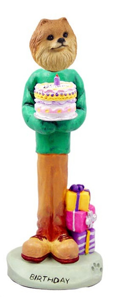 Red Pomeranian Birthday Doogie Collectible Dog Figurine