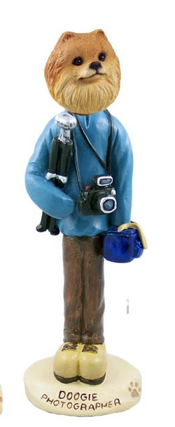 Red Pomeranian Photographer Doogie Collectible Dog Figurine