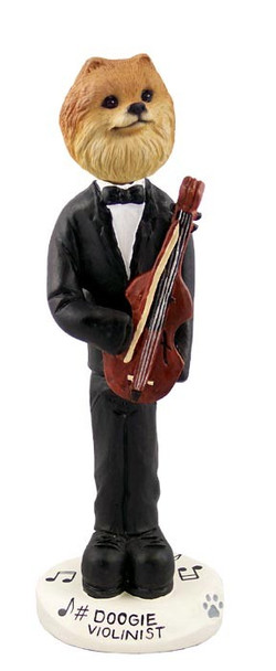 Red Pomeranian Violinist Doogie Collectible Dog Figurine