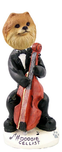 Red Pomeranian Cellist Doogie Collectible Dog Figurine