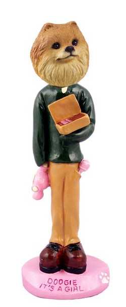 Red Pomeranian It's a Girl Doogie Collectible Dog Figurine