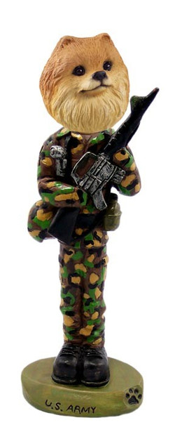 Red Pomeranian U S Army Doogie Collectible Dog Figurine