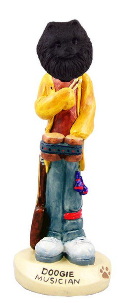 Black Pomeranian Musician Doogie Collectible Dog Figurine