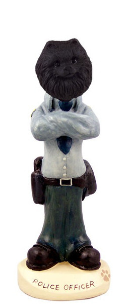 Black Pomeranian Police Doogie Collectible Dog Figurine