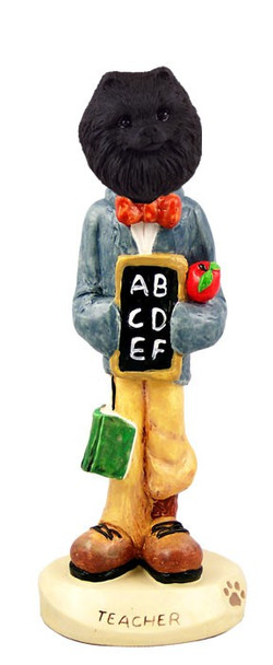 Black Pomeranian Teacher Doogie Collectible Dog Figurine