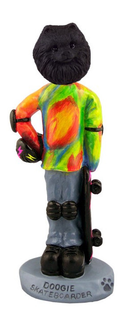 Black Pomeranian Skateboarder Doogie Collectible Dog Figurine