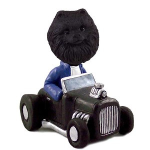 Black Pomeranian Hot Rod Doogie Collectible Dog Figurine