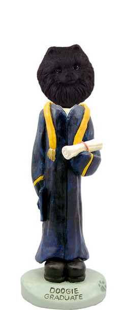 Black Pomeranian Graduate Doogie Collectible Dog Figurine
