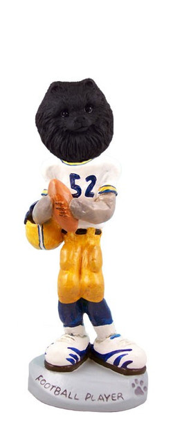 Black Pomeranian Football Player Doogie Collectible Dog Figurine