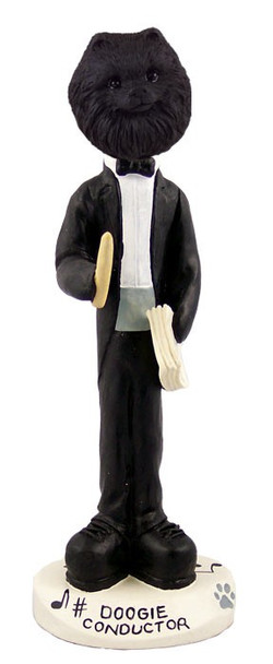 Black Pomeranian Conductor Doogie Collectible Dog Figurine