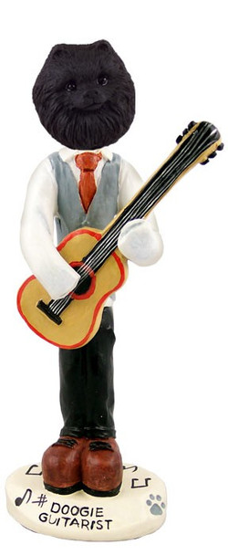 Black Pomeranian Guitarist Doogie Collectible Dog Figurine