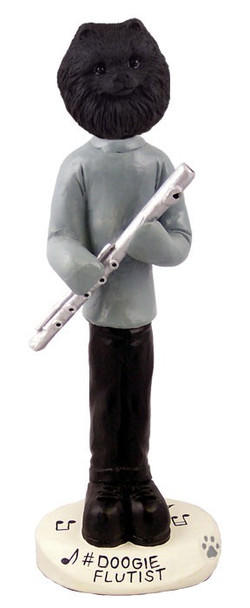 Black Pomeranian Flutist Doogie Collectible Dog Figurine