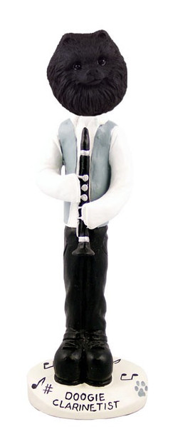 Black Pomeranian Clarinetist Doogie Collectible Dog Figurine
