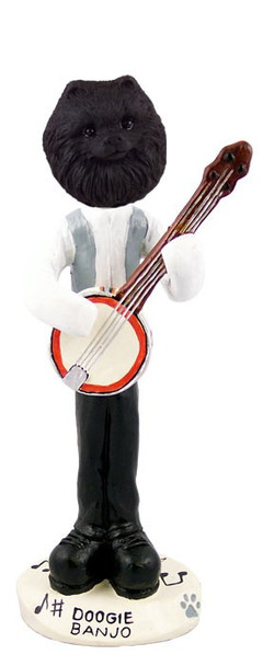 Black Pomeranian Banjo Doogie Collectible Dog Figurine