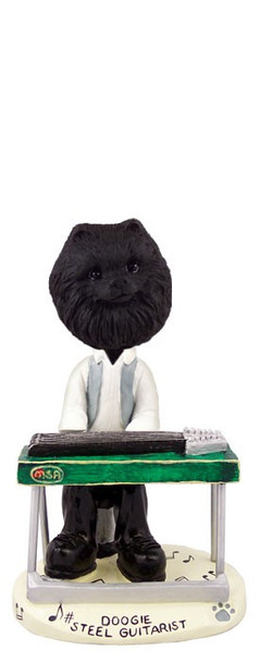 Black Pomeranian Steel Guitarist Doogie Collectible Dog Figurine