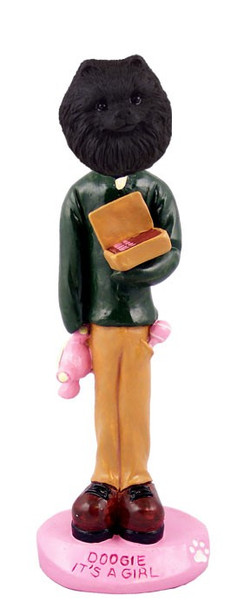 Black Pomeranian It's a Girl Doogie Collectible Dog Figurine