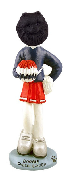 Black Pomeranian Cheerleader Doogie Collectible Dog Figurine