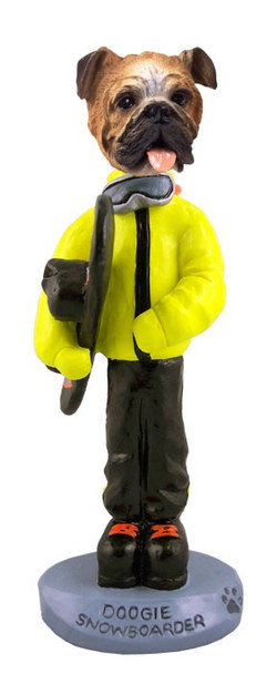 Bulldog Snowboarder Doogie Collectible Dog Figurine