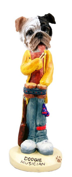 Brindle Bulldog Musician Doogie Collectible Dog Figurine