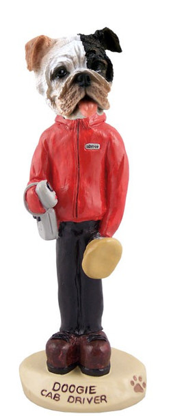 Brindle Bulldog Cab Driver Doogie Collectible Dog Figurine