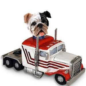 Brindle Bulldog Truck Tractor Doogie Collectible Dog Figurine