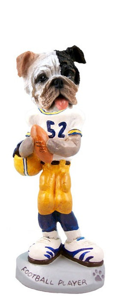 Brindle Bulldog Football Player Doogie Collectible Dog Figurine