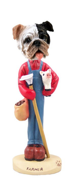 Brindle Bulldog Farmer Doogie Collectible Dog Figurine