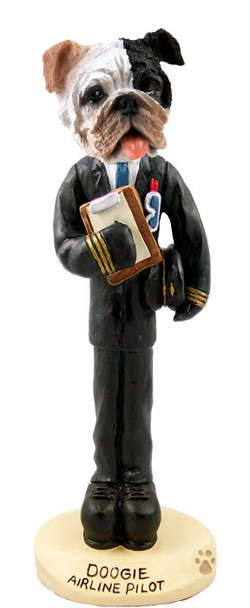 Brindle Bulldog Airline Pilot Doogie Collectible Dog Figurine