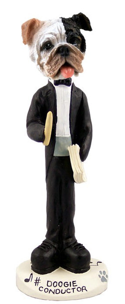 Brindle Bulldog Conductor Doogie Collectible Dog Figurine