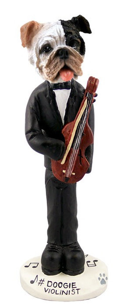 Brindle Bulldog Violinist Doogie Collectible Dog Figurine