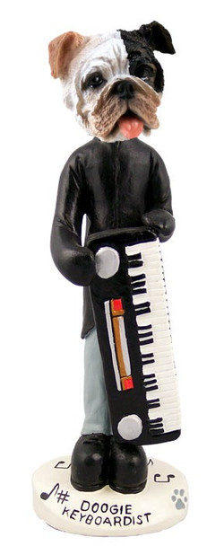 Brindle Bulldog Keyboardist Doogie Collectible Dog Figurine