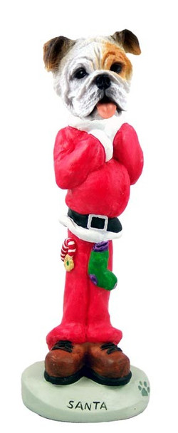 White Bulldog Santa Doogie Collectible Dog Figurine