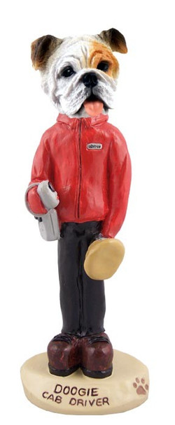 White Bulldog Cab Driver Doogie Collectible Dog Figurine