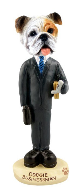 White Bulldog Businessman Doogie Collectible Dog Figurine