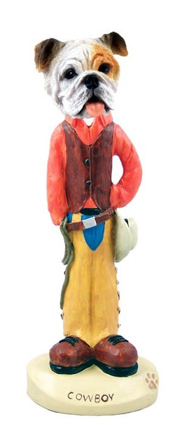 White Bulldog Cowboy Doogie Collectible Dog Figurine