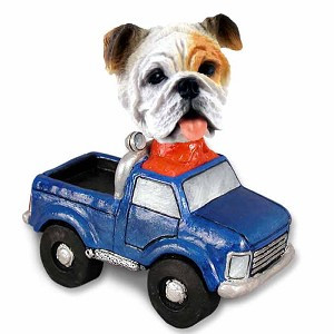 White Bulldog Pickup Doogie Collectible Dog Figurine