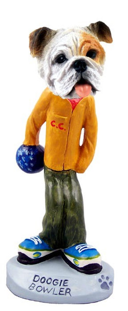 White Bulldog Bowler Doogie Collectible Dog Figurine