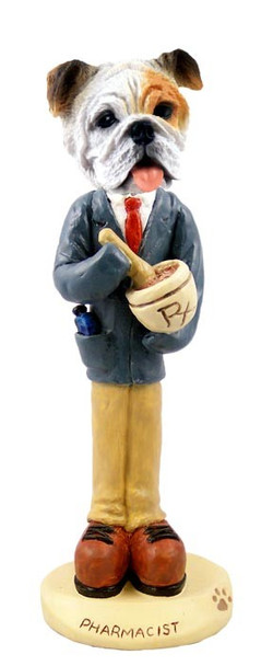 White Bulldog Pharmacist Doogie Collectible Dog Figurine