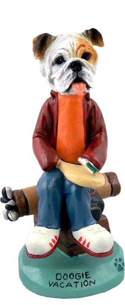 White Bulldog Vacation Doogie Collectible Dog Figurine