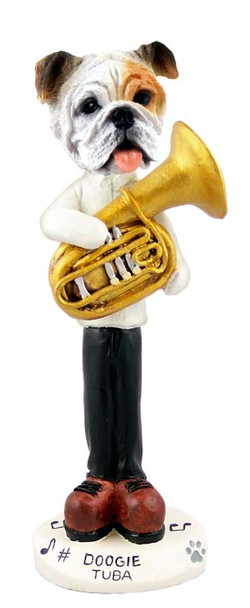 White Bulldog Tuba Doogie Collectible Dog Figurine
