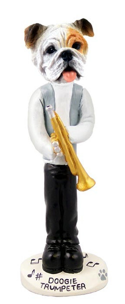 White Bulldog Trumpeter Doogie Collectible Dog Figurine