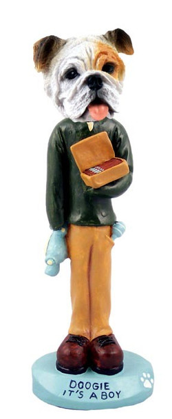 White Bulldog It's a Boy Doogie Collectible Dog Figurine